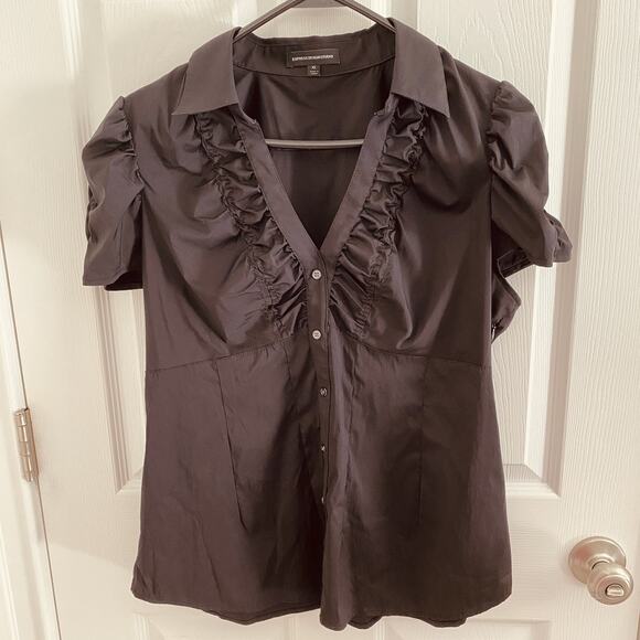 Express Design Studio Blouse Womens XL y2k Babydoll Ruffle Whimsigoth Goth Fairy - Picture 11 of 12